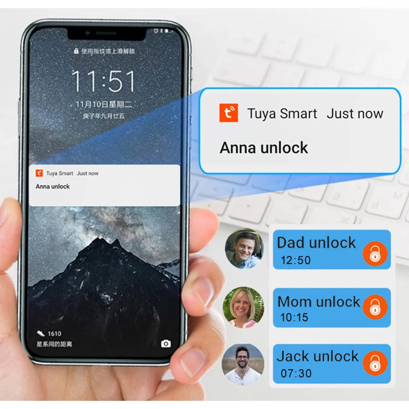RAYKUBE Tuya Smart Fingerprint Padlock - Waterproof, USB Charging, Quick Unlock Sensor, P70/P55/PQ1 Models