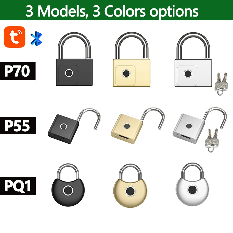 RAYKUBE Tuya Smart Fingerprint Padlock - Waterproof, USB Charging, Quick Unlock Sensor, P70/P55/PQ1 Models