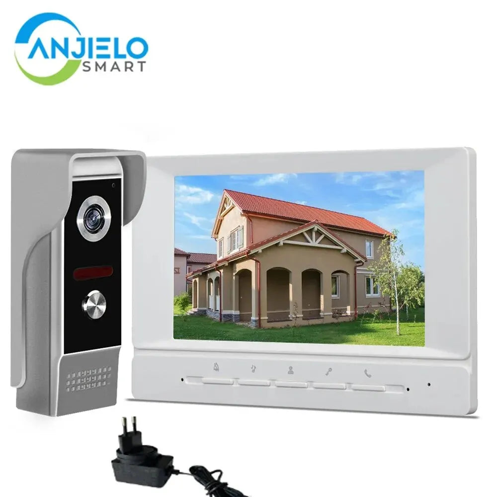 WIRED Video Intercom System 7 Inches Video Doorbell Door System Kits Support Unlock Monitoring for Villa Home Office Apartment