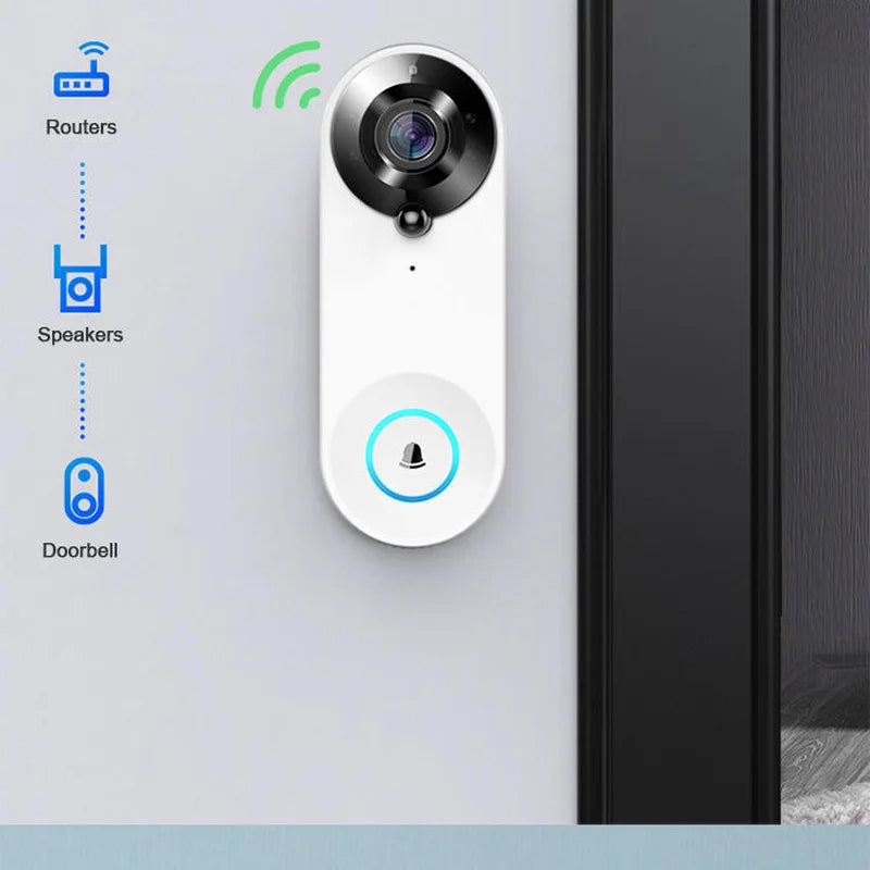 W3 Wireless WiFi Video Doorbell Camera Smart Door Viewer Peephole 1080P HD PIR Motion Detection Night Vision Visual Intercom