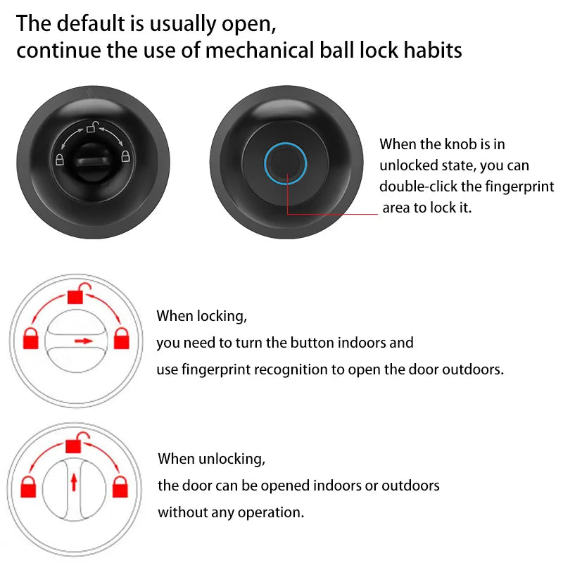 XSDTS With Tuya Biometric Fingerprint Smart Door Lock Electronic Lock  Keyless Security Door Entry Home House Apartment