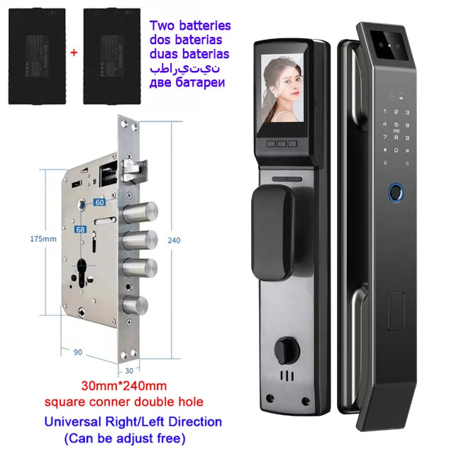 3D Face Recognition Smart Lock with Camera | Keyless Entry, Fingerprint, and Wi-Fi Unlock