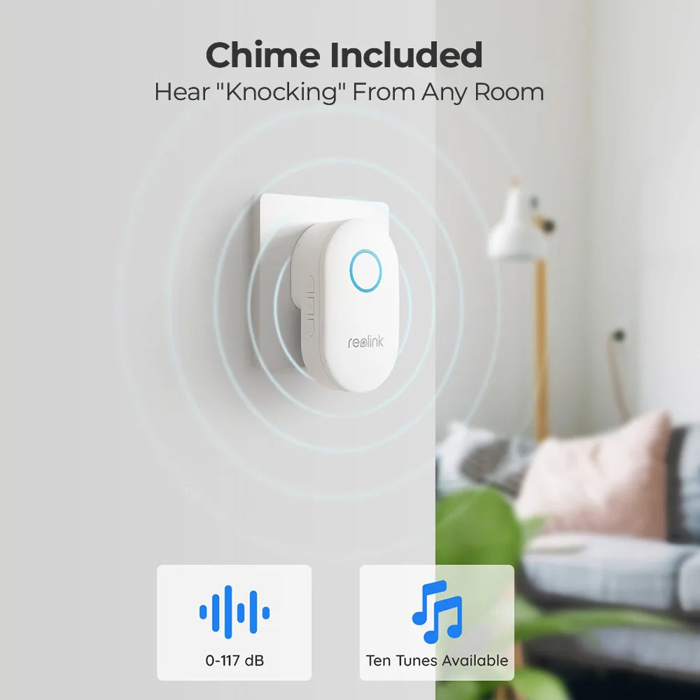 Reolink 2K+ Video Doorbell WiFi & PoE Smart Outdoor Home Video Intercom Human Detection Wired Door Bell with Chime Support Alexa