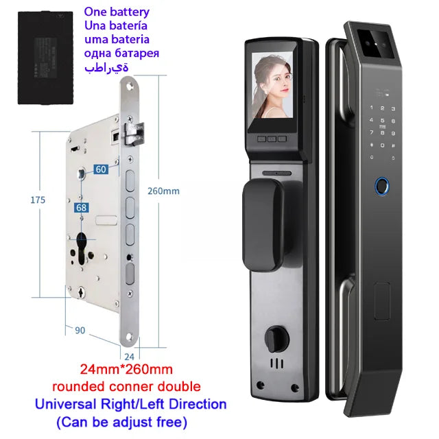 3D Face Recognition Smart Lock with Camera | Keyless Entry, Fingerprint, and Wi-Fi Unlock