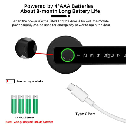 RAYKUBE Tuya BLE Fingerprint Door Lock Digital Electronic Lock with Password/Key/IC Card/ Smartlife/ Tuya APP Unlock