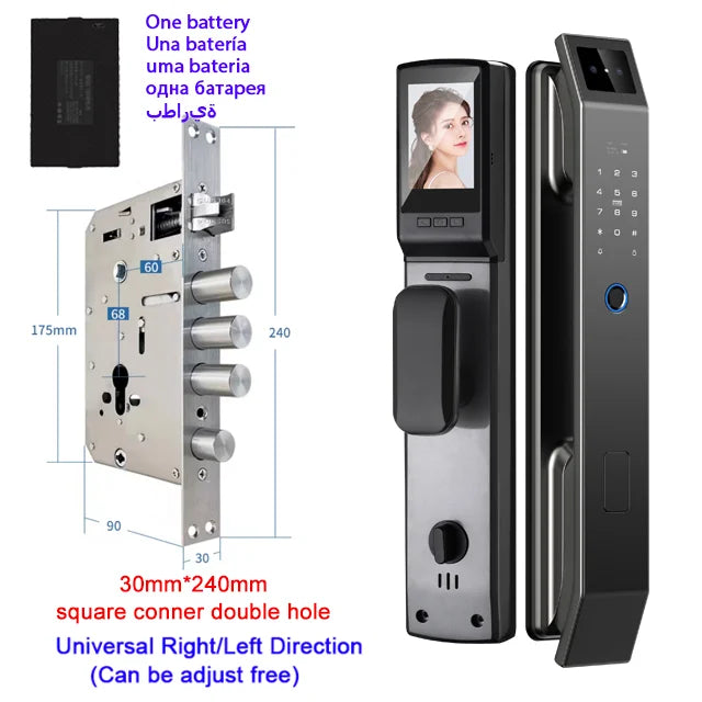 3D Face Recognition Smart Lock with Camera | Keyless Entry, Fingerprint, and Wi-Fi Unlock