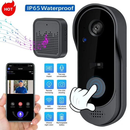 Smart Visual Wireless Doorbell WiFi Outdoor HD Camera Security Door Bell Night Vision Video Intercom Voice Change Home Monitor