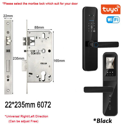 XSDTS Tuya Wifi Digital Electronic Smart Door Lock With Biometric Camera Fingerprint Smart Card Password Key Unlock