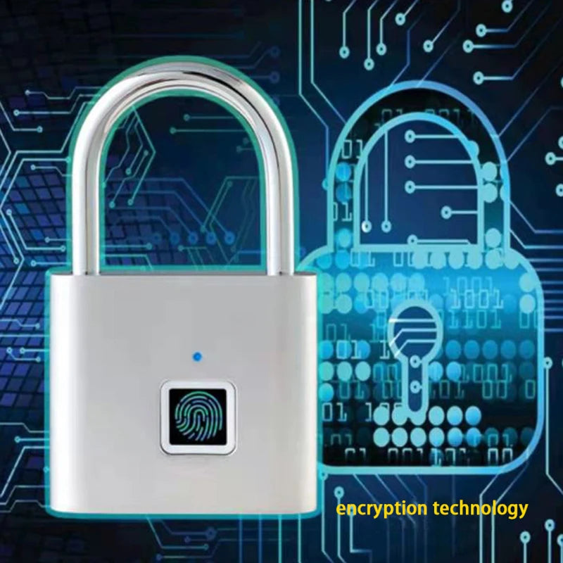 RAYKUBE P2 Smart Fingerprint Padlock - Waterproof Zinc Alloy Biometric Lock with Rechargeable Battery and USB Charging