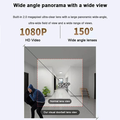 W3 Wireless WiFi Video Doorbell Camera Smart Door Viewer Peephole 1080P HD PIR Motion Detection Night Vision Visual Intercom