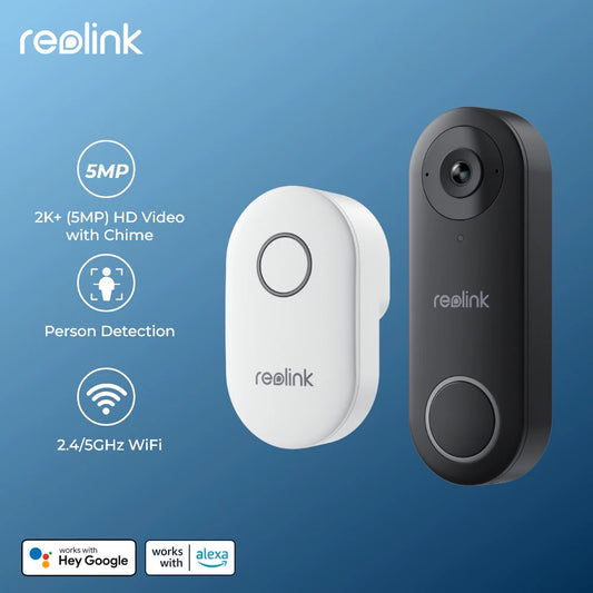 Reolink 2K+ Video Doorbell WiFi & PoE Smart Outdoor Home Video Intercom Human Detection Wired Door Bell with Chime Support Alexa