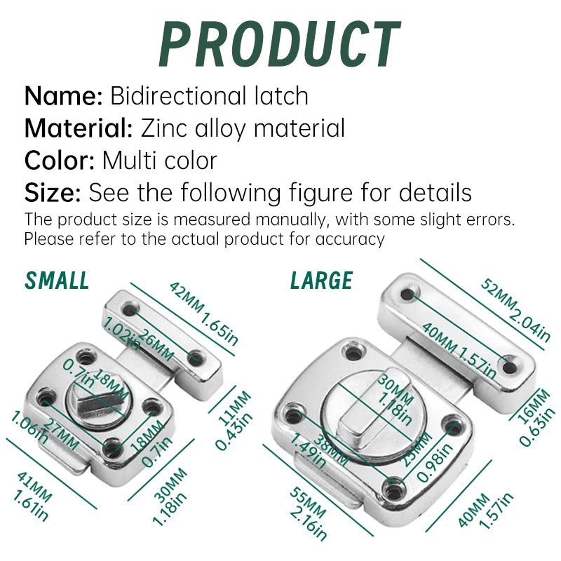 Twist Rotating Barrel Lock | Home Security Latch for Bathroom & Toilet Doors