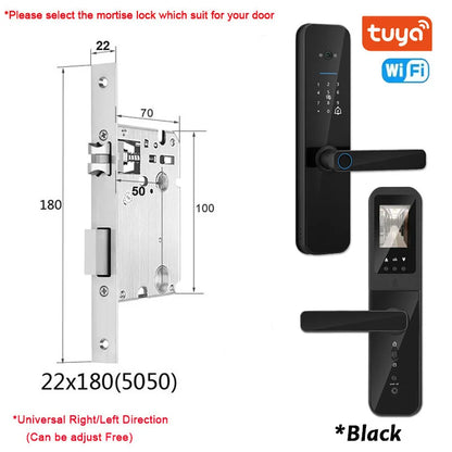 XSDTS Tuya Wifi Digital Electronic Smart Door Lock With Biometric Camera Fingerprint Smart Card Password Key Unlock