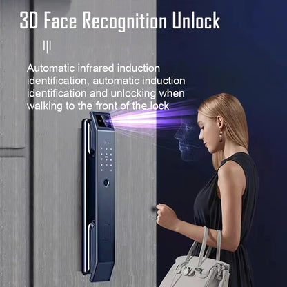 3D Face Recognition Smart Lock with Camera | Keyless Entry, Fingerprint, and Wi-Fi Unlock