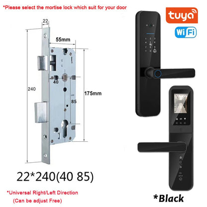 XSDTS Tuya Wifi Digital Electronic Smart Door Lock With Biometric Camera Fingerprint Smart Card Password Key Unlock