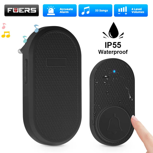 Wireless Doorbell Waterproof Welcome Chime Home Door Bell Intelligent 32 Songs Smart Melodies Alarm With Battery-Fuers M558