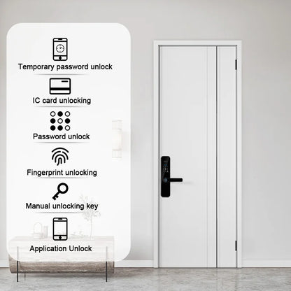 XSDTS Tuya Wifi Digital Electronic Smart Door Lock With Biometric Camera Fingerprint Smart Card Password Key Unlock